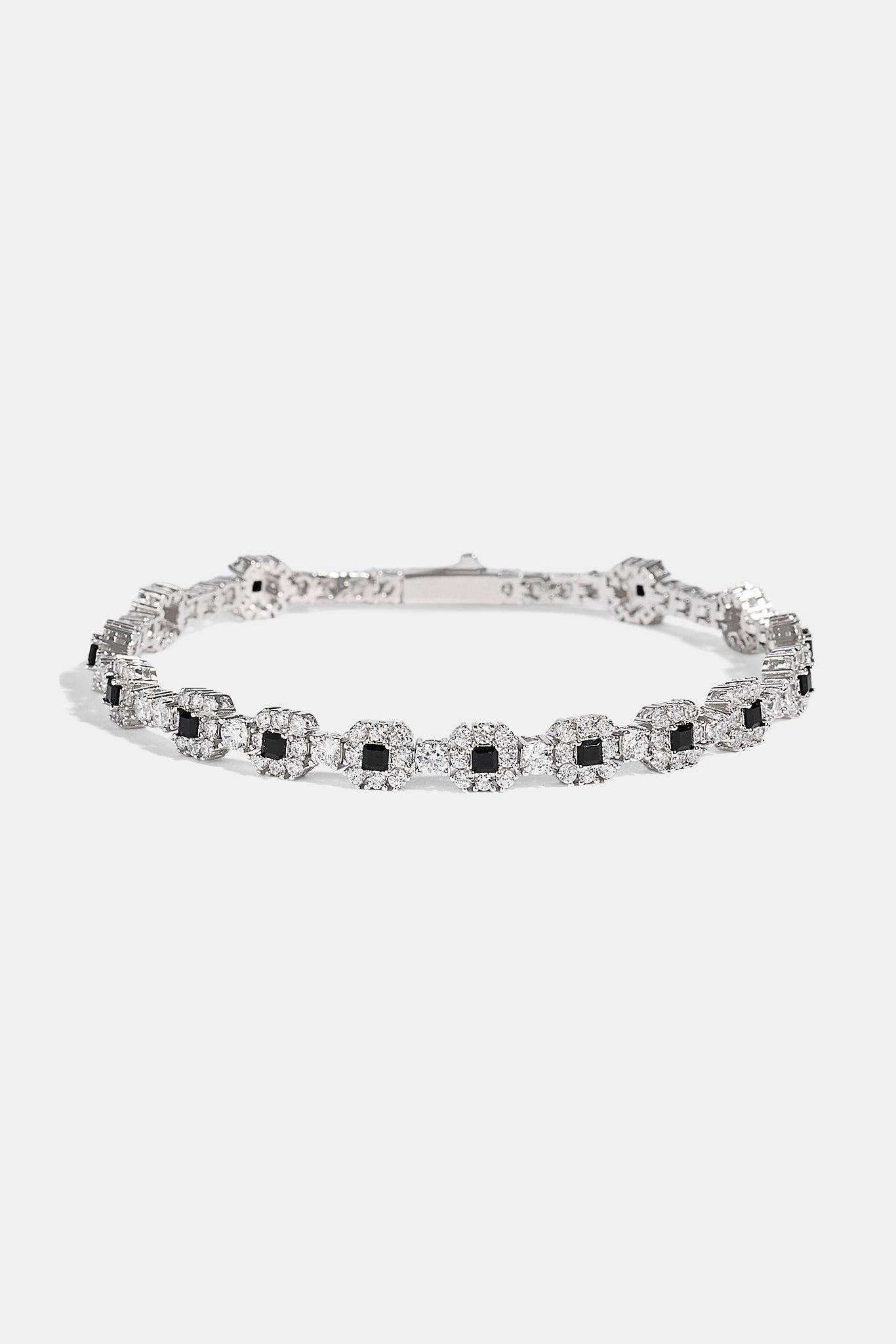 Black Square Stone Tennis Bracelet - 6mm - White